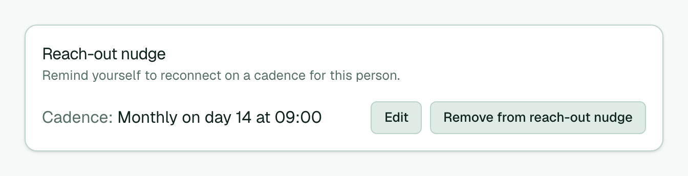 Reach-out cadence on a contact