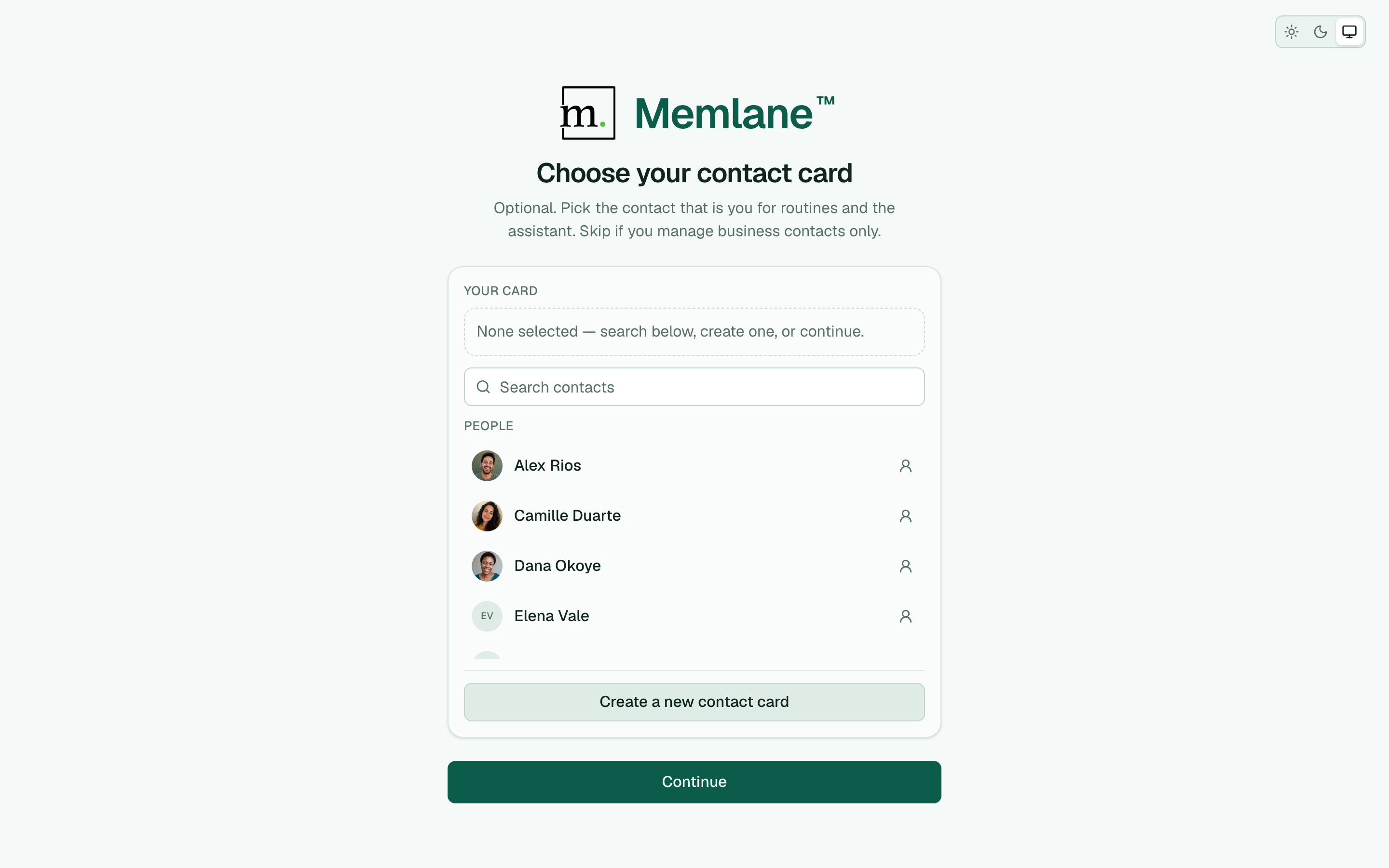 Choose your contact card