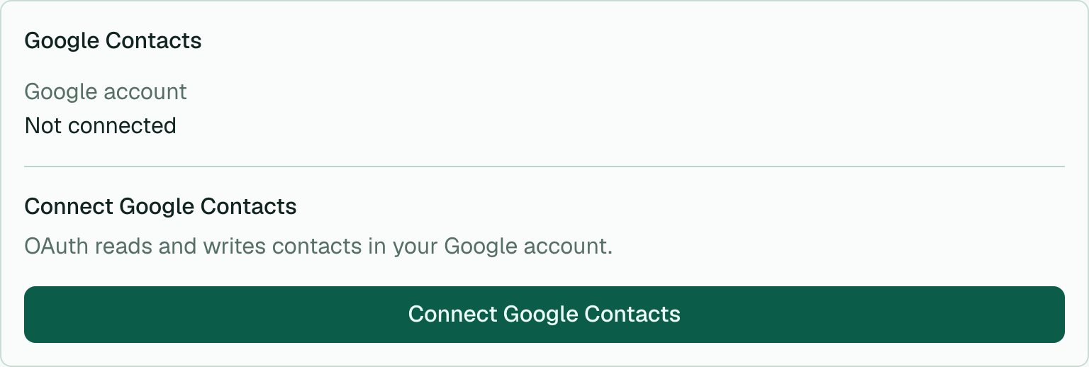 Google Contacts settings