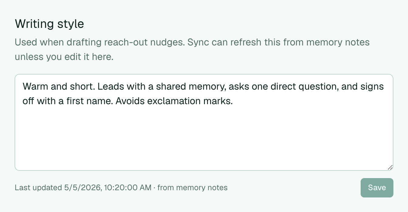 Writing style settings